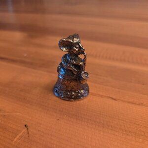Chrome Plated Pewter Collectible Thimble Mouse Playing Saxophone